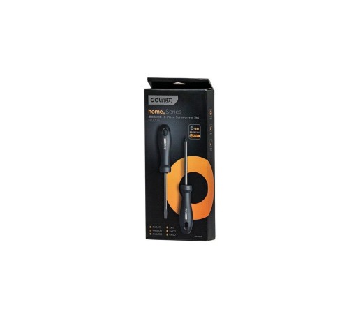 Набор отверток "Home Series Black" Deli HT1006 6шт  SL3x75+SL5x100+SL6x150+PH0x75+PH1x100+PH2x150, эксклюзивный дизайн, рукоятка из высококачественного софттач пластика