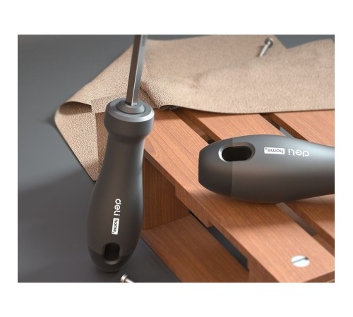 Двухсторонняя отвертка "Home Series Black" Deli HT1055  SL5+PH1, длина жала 100мм, эксклюзивный дизайн, рукоятка из высококачественного софттач пластика