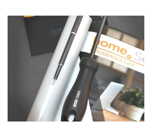 Двухсторонняя отвертка "Home Series Black" Deli HT1055  SL5+PH1, длина жала 100мм, эксклюзивный дизайн, рукоятка из высококачественного софттач пластика