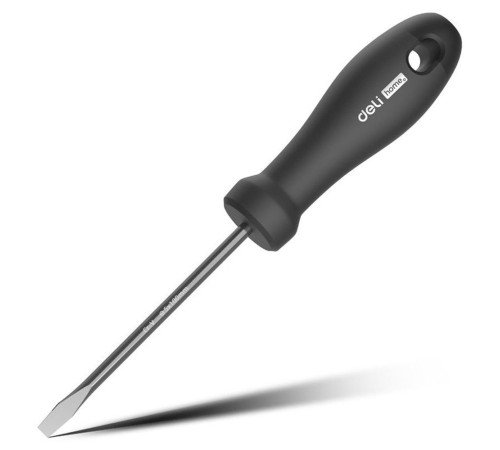 Шлицевая отвёртка "Home Series Black" Deli HT1105 5x100мм Эксклюзивный дизайн, рукоятка из высококачественного софттач пластик Шлицевая отвёртка "Home Series Black" Deli HT1105 5x100мм Эксклюзивный дизайн, рукоятка из высококачественного софттач пластик