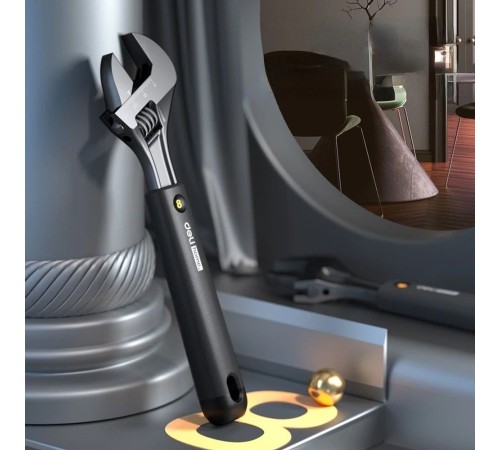 Ключи Deli Разводной ключ «Home Series Black" Deli HT1508 200мм, эксклюзивный дизайн, рукоятка из высококачественного софттач пластика Ключи Deli Разводной ключ «Home Series Black" Deli HT1508 200мм, эксклюзивный дизайн, рукоятка из высококачественного софттач пластика