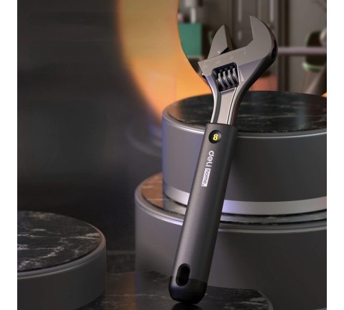 Ключи Deli Разводной ключ «Home Series Black" Deli HT1508 200мм, эксклюзивный дизайн, рукоятка из высококачественного софттач пластика Ключи Deli Разводной ключ «Home Series Black" Deli HT1508 200мм, эксклюзивный дизайн, рукоятка из высококачественного софттач пластика