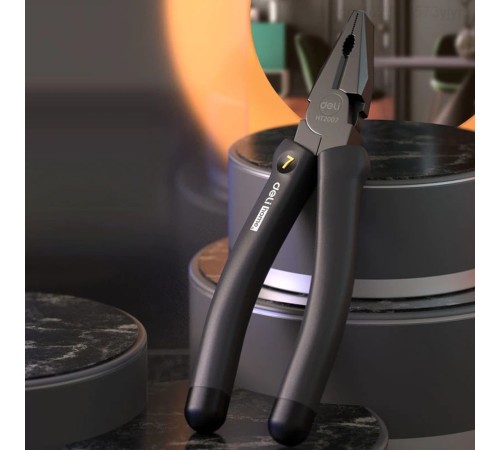 Комбинированные плоскогубцы "Home Series Black" Deli HT2007  180мм, эксклюзивный дизайн, рукоятка из высококачественного софттач пластика