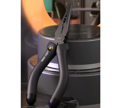Удлиненные плоскогубцы "Home Series Black" Deli HT2106  160мм, эксклюзивный дизайн, рукоятка из высококачественного софттач пластика