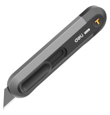 Нож Deli Технический нож "Home Series Black" Deli HT4008  Т-образное лезвие с механизмом автоматического возврата, эксклюзивный дизайн, корпус из высококачественного софттач пластика