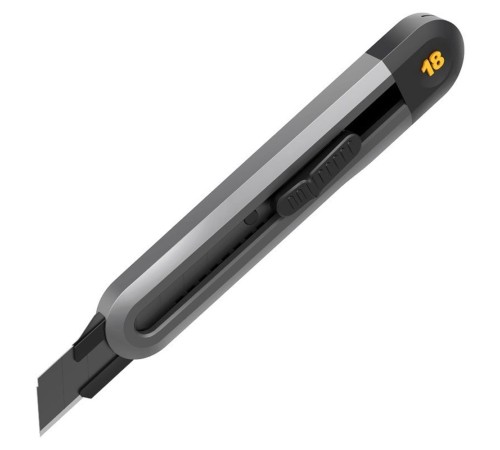 Нож Deli Технический нож "Home Series Black" Deli HT4018 ширина лезвия 18мм, эксклюзивный дизайн, корпус из высококачественного софттач пластика Нож Deli Технический нож "Home Series Black" Deli HT4018 ширина лезвия 18мм, эксклюзивный дизайн, корпус из высококачественного софттач пластика