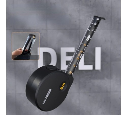 Измерительный и разметочный инструмент Deli Рулетка Home Series Black HT8519 5м х 19мм, эксклюзивный дизайн, корпус - высококачественный софттач пластик Измерительный и разметочный инструмент Deli Рулетка Home Series Black HT8519 5м х 19мм, эксклюзивный дизайн, корпус - высококачественный софттач пластик