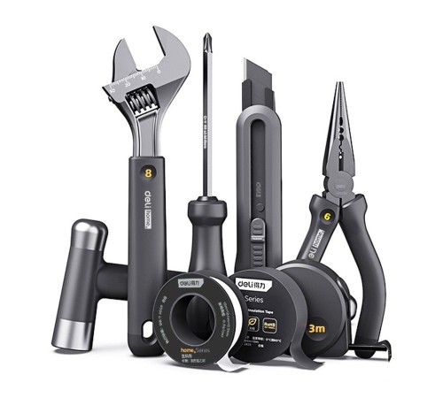Набор ручного инструмента "Home Series Black" Deli HT0008  8 предметов