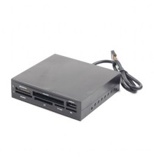 Картридер внутренний 3.5" Gembird FDI2-ALLIN1-02-B черный, USB2.0+6 разъемов для карт памяти" (SD/SDHC, T-Flash, XD, MS, M2, CF), коробка (083911) {60}