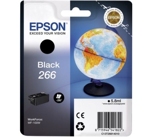 Картридж струйный Epson T266 C13T26614010 черный (250стр.) (5.8мл) для Epson WF-100W