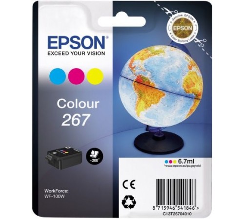 Картридж струйный Epson T267 C13T26704010 3цв. (200стр.) (6.7мл) для Epson WF-100W