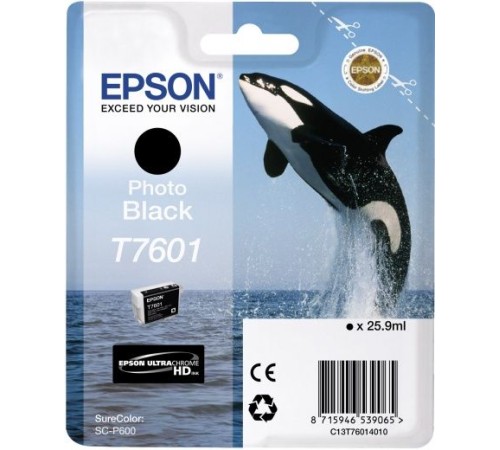 Картридж струйный Epson T7601 C13T76014010 фото черный (25.9мл) для Epson SureColor SC-P600