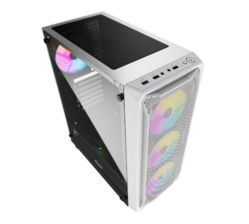 Powercase CMIZW-L4 Mistral Z4 White, Tempered Glass, Mesh, 4x 120mm 5-color LED fan, белый, ATX