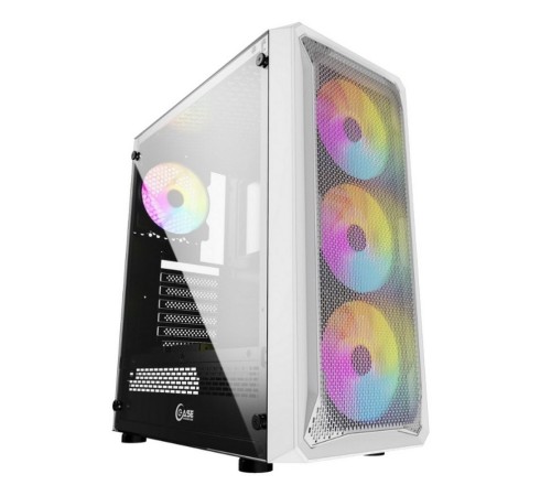 Powercase CMIZW-L4 Mistral Z4 White, Tempered Glass, Mesh, 4x 120mm 5-color LED fan, белый, ATX