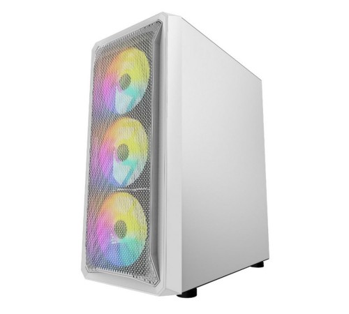 Powercase CMIZW-L4 Mistral Z4 White, Tempered Glass, Mesh, 4x 120mm 5-color LED fan, белый, ATX