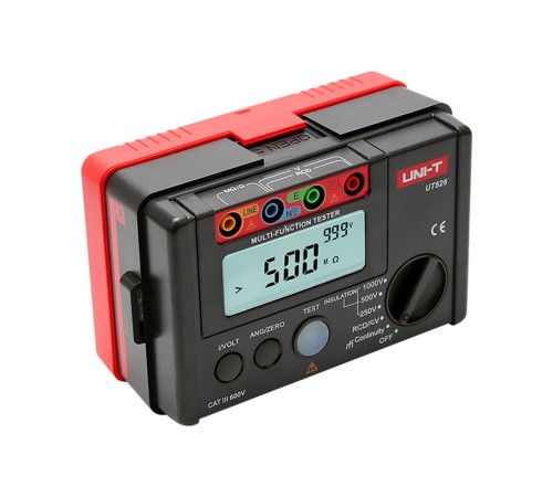 Измерители сопротивления UNI-T Измеритель сопротивления заземления и изоляции UT526 , заземление и изоляция, до 1000В, до 500МОм