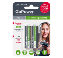 Аккумулятор бытовой GoPower HR6 AA BL2 NI-MH 1300mAh (2/20/240) блистер (2 шт.) Аккумулятор бытовой GoPower HR6 AA (00-00018318)
