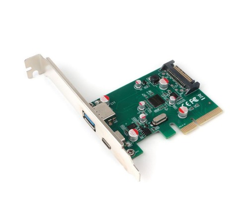 Контроллер USB Gembird SPCR-02 PCI-express, порты: 2 внешн. USB 3.1 Type-C и Type-A
