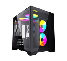 Корпус Powercase Vision Micro, Black, Tempered Glass, 4х 120mm 5-color fan, чёрный, mATX  (CVBM-L4) (CVBM-L4) (202896)