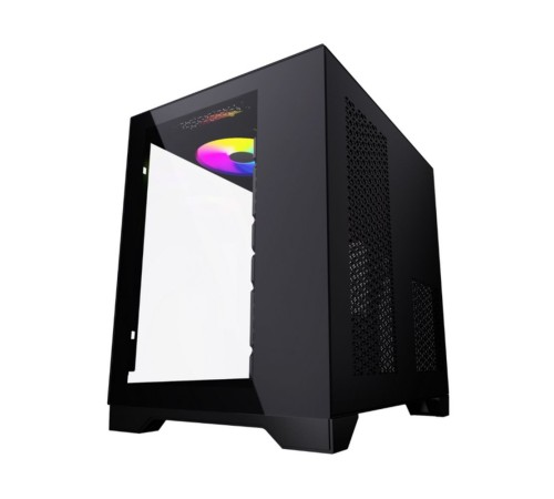 Корпус Powercase Vision Micro, Black, Tempered Glass, 4х 120mm 5-color fan, чёрный, mATX  (CVBM-L4) (CVBM-L4) (202896)