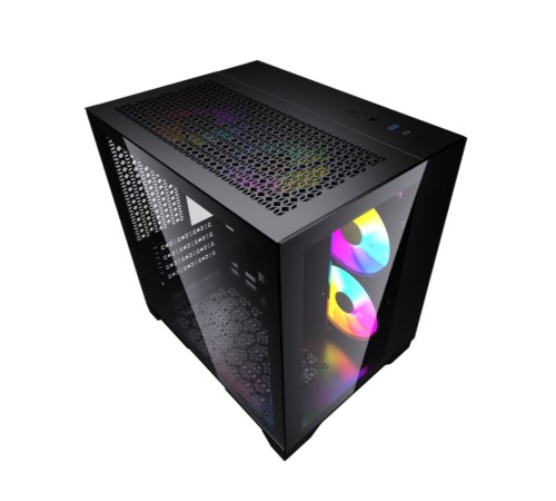 Корпус Powercase Vision Micro, Black, Tempered Glass, 4х 120mm 5-color fan, чёрный, mATX  (CVBM-L4) (CVBM-L4) (202896)