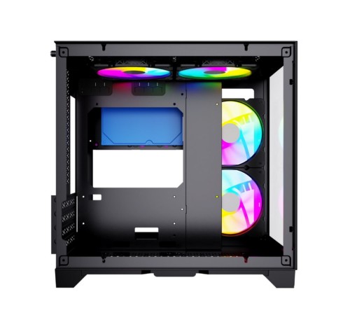 Корпус Powercase Vision Micro, Black, Tempered Glass, 4х 120mm 5-color fan, чёрный, mATX  (CVBM-L4) (CVBM-L4) (202896)