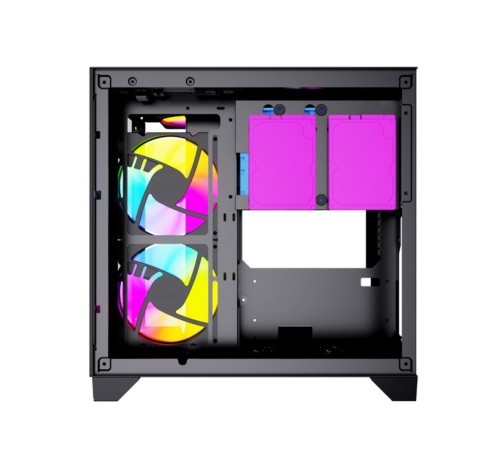 Корпус Powercase Vision Micro, Black, Tempered Glass, 4х 120mm 5-color fan, чёрный, mATX  (CVBM-L4) (CVBM-L4) (202896)