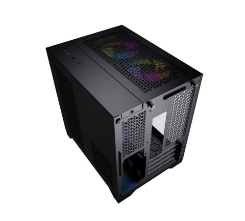 Корпус Powercase Vision Micro, Black, Tempered Glass, 4х 120mm 5-color fan, чёрный, mATX  (CVBM-L4) (CVBM-L4) (202896)