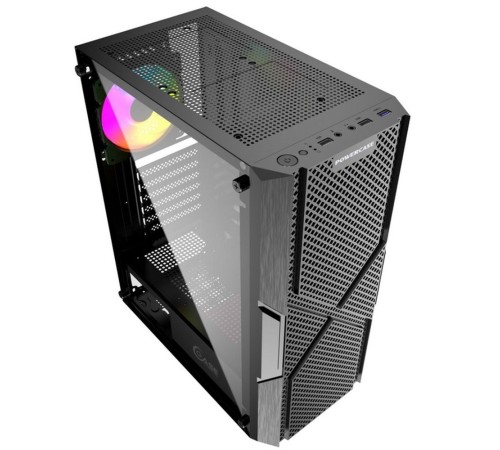 Корпус Powercase Mistral T4B, Tempered Glass, 4x 120mm 5-color fan, чёрный, ATX  (CMITB-L4) (CMITB-L4) (202926)
