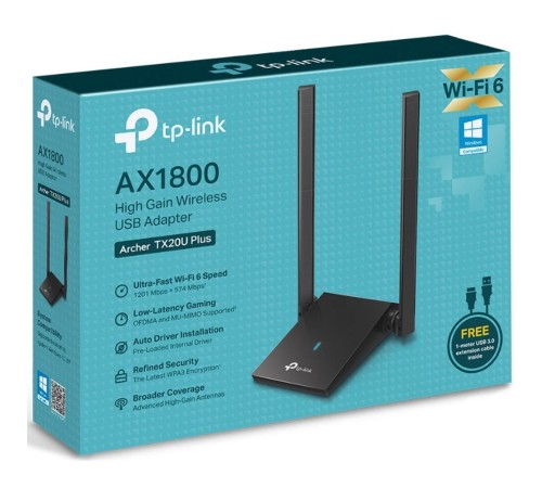 Archer TX20U Plus AX1800 Wi-Fi USB-адаптер высокого усиления с двумя антеннами