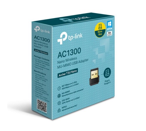 Archer T3U Nano AC1300 Двухдиапазонный компактный Wi-Fi USB-адаптер