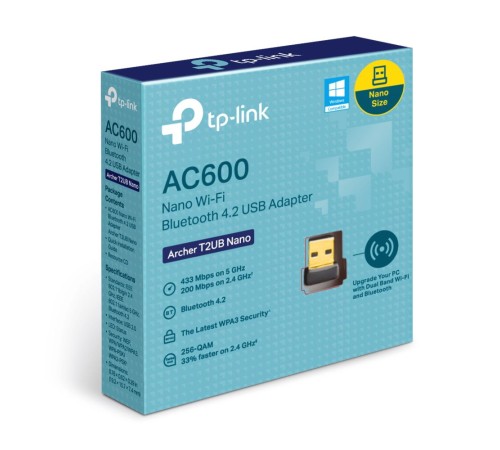Archer T2UB Nano AC600 Ультракомпактный двухдиапазонный Wi-Fi USB-адаптер Bluetooth 4.2