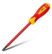 Диэлектрическая шлицевая отвертка Deli DL5151251 5,5х125мм  сталь Cr-V, сертификат VDE для работ под напряжением до 1000 В.