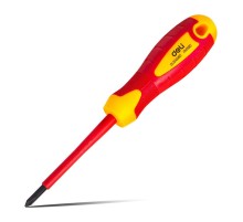 Диэлектрическая крестовая отвертка Deli DL514080 PH1х80мм  сталь Cr-V, сертификат VDE для работ под напряжением до 1000 В