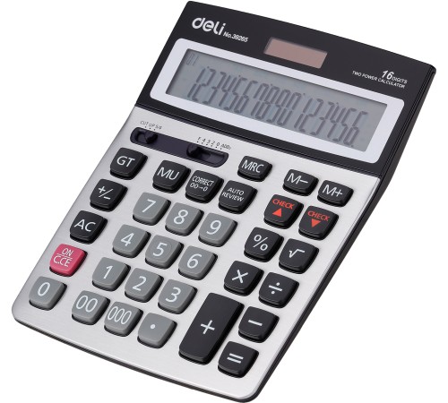 Калькулятор бухгалтерский Deli E39265 серый 16-разр.