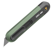 Нож Deli Технический нож "Home Series Green" Deli HT4008L  Т-образное лезвие с механизмом автоматического возврата, эксклюзивный дизайн, корпус из высококачественного софттач пластика