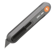 Нож Deli Технический нож "Home Series Gray" Deli HT4008C  Т-образное лезвие с механизмом автоматического возврата, эксклюзивный дизайн, корпус из высококачественного софттач пластика