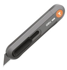 Нож Deli Технический нож "Home Series Gray" Deli HT4008C  Т-образное лезвие с механизмом автоматического возврата, эксклюзивный дизайн, корпус из высококачественного софттач пластика