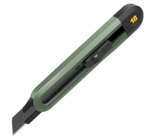 Нож Deli Технический нож "Home Series Green" Deli HT4018L ширина лезвия 18мм, эксклюзивный дизайн, корпус из высококачественного софттач пластика Нож Deli Технический нож "Home Series Green" Deli HT4018L ширина лезвия 18мм, эксклюзивный дизайн, корпус из высококачественного софттач пластика