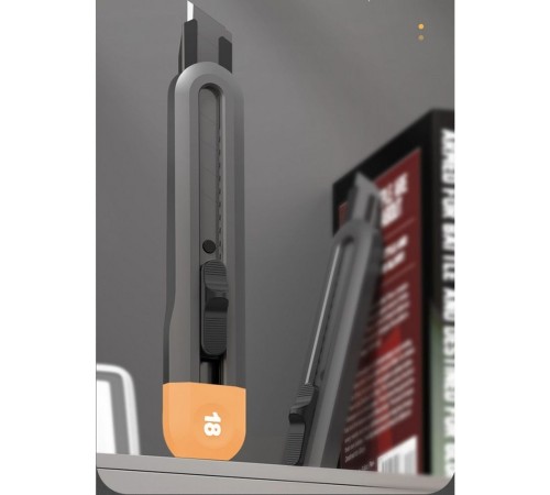 Нож Deli Технический нож "Home Series Gray" Deli HT4018C ширина лезвия 18мм, эксклюзивный дизайн, корпус из высококачественного софттач пластика Нож Deli Технический нож "Home Series Gray" Deli HT4018C ширина лезвия 18мм, эксклюзивный дизайн, корпус из высококачественного софттач пластика