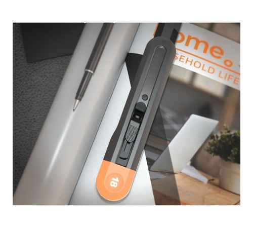Нож Deli Технический нож "Home Series Gray" Deli HT4018C ширина лезвия 18мм, эксклюзивный дизайн, корпус из высококачественного софттач пластика Нож Deli Технический нож "Home Series Gray" Deli HT4018C ширина лезвия 18мм, эксклюзивный дизайн, корпус из высококачественного софттач пластика