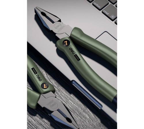 Комбинированные плоскогубцы "Home Series Green" Deli HT2007L  180мм, эксклюзивный дизайн, рукоятка из высококачественного софттач пластика