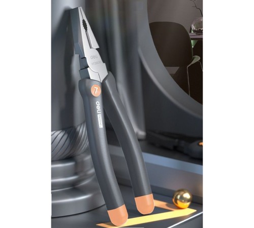 Комбинированные плоскогубцы "Home Series Gray" Deli HT2007C  180мм, эксклюзивный дизайн, рукоятка из высококачественного софттач пластика