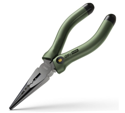 Удлиненные плоскогубцы "Home Series Green" Deli HT2106L  160мм, эксклюзивный дизайн, рукоятка из высококачественного софттач пластика