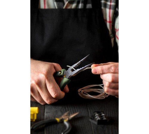 Удлиненные плоскогубцы "Home Series Green" Deli HT2106L  160мм, эксклюзивный дизайн, рукоятка из высококачественного софттач пластика