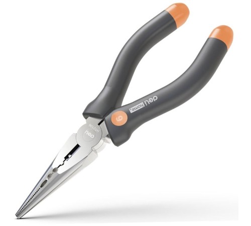 Удлиненные плоскогубцы "Home Series Gray" Deli HT2106C  160мм, эксклюзивный дизайн, рукоятка из высококачественного софттач пластика