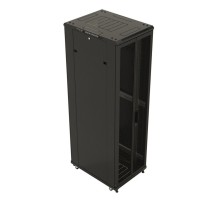 Шкаф серверный Hyperline (TTB-4281-DD-RAL9004) напольный 42U 800x1000мм пер.дв.перфор.2ств. задн.дв.перфор.2-хст. 2 бок.пан. 800кг черный 910мм IP20 сталь