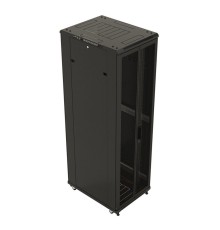 Шкаф серверный Hyperline (TTB-4281-DD-RAL9004) напольный 42U 800x1000мм пер.дв.перфор.2ств. задн.дв.перфор.2-хст. 2 бок.пан. 800кг черный 910мм IP20 сталь