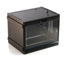 Шкаф серверный Hyperline (TWB-FC-1866-GP-RAL9004) настенный 18U 600x600мм пер.дв.стекл 60кг черный IP20 сталь