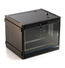 Шкаф серверный Hyperline (TWB-FC-1866-GP-RAL9004) настенный 18U 600x600мм пер.дв.стекл 60кг черный IP20 сталь